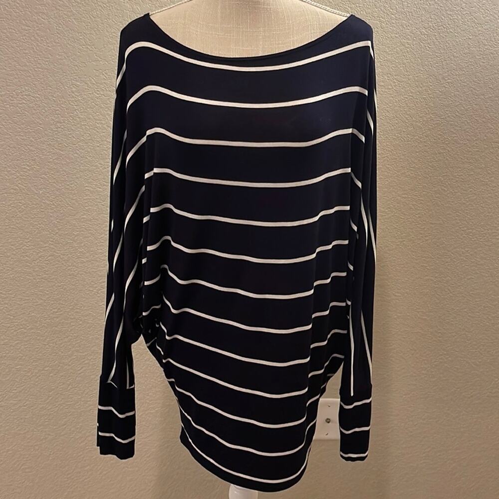 Women’s White Birch Navy Blue/White Striped Blouse Size Medium